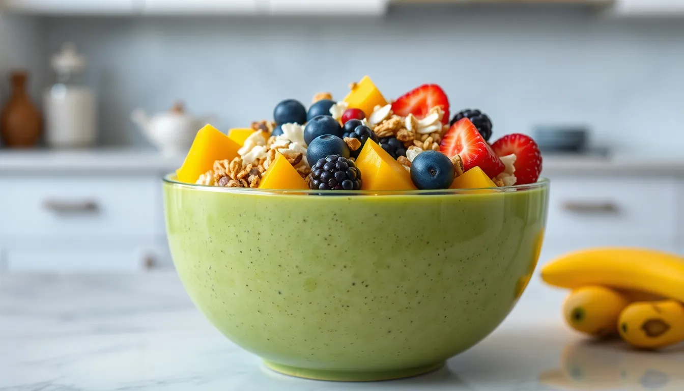 5-Minute Matcha Smoothie Bowl Recipe (Thick, Creamy & Instagram-Worthy!) 4 5-Minute Matcha Smoothie Bowl Recipe (Thick, Creamy & Instagram-Worthy!) 3