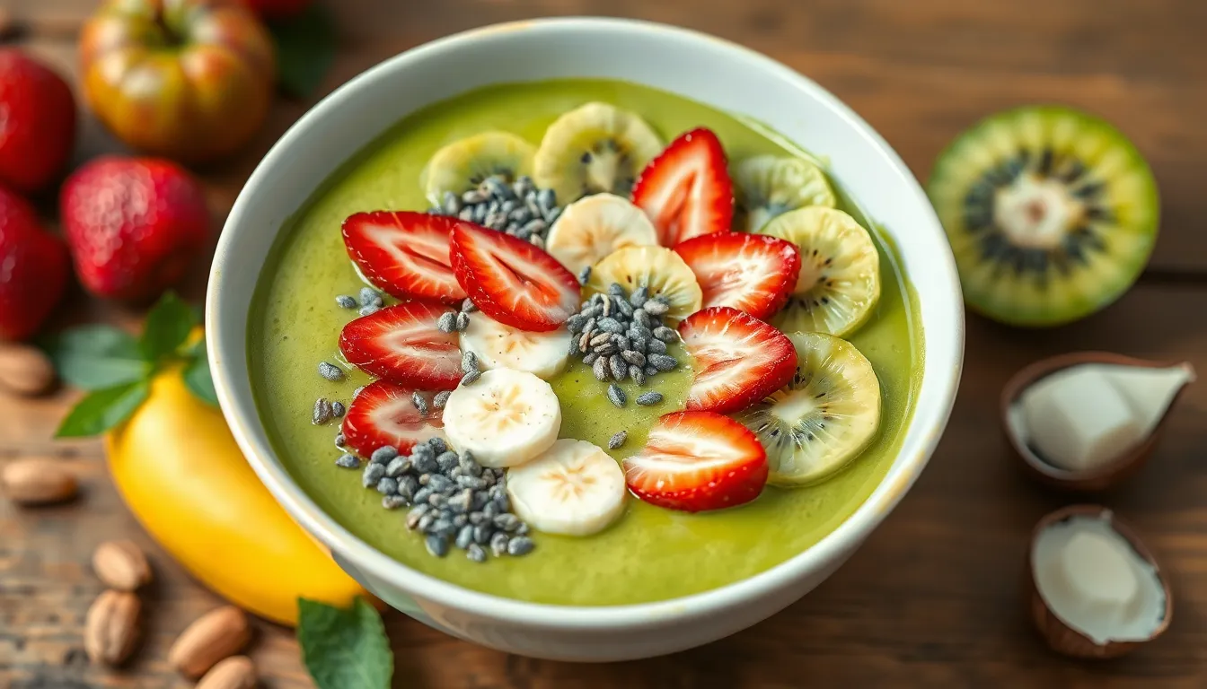 5-Minute Matcha Smoothie Bowl Recipe (Thick, Creamy & Instagram-Worthy!) 8 5-Minute Matcha Smoothie Bowl Recipe (Thick, Creamy & Instagram-Worthy!) 7