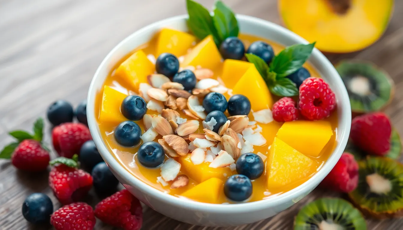 Easy 5-Ingredient Mango Smoothie Bowl Recipe (Thick & Creamy!) 12 Easy 5-Ingredient Mango Smoothie Bowl Recipe (Thick & Creamy!) 11