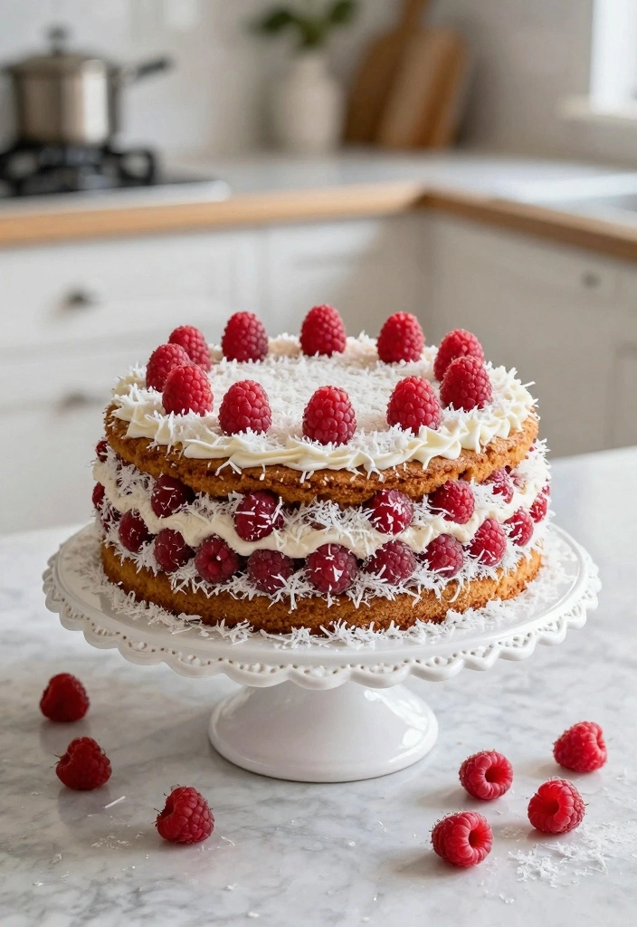 10 Easy Breakfast Cake Recipes for Soft Morning Slices - 8. Raspberry Coconut Cake