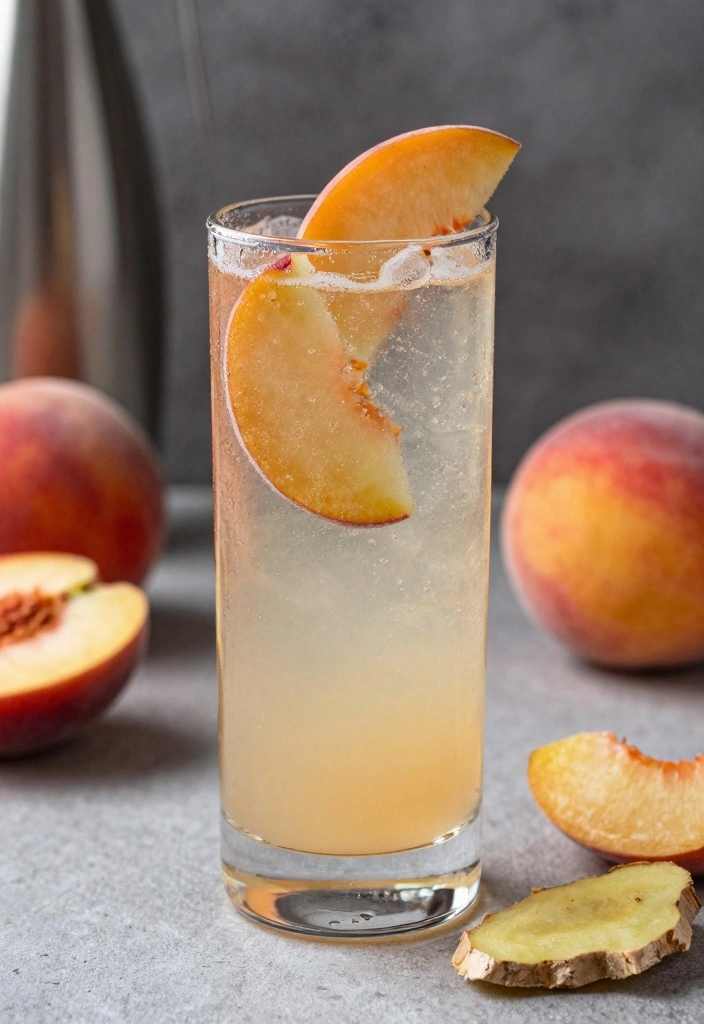 10 Healthy Cocktail Recipes With Fresh Clean Ingredients - 6. Ginger Peach Sparkler