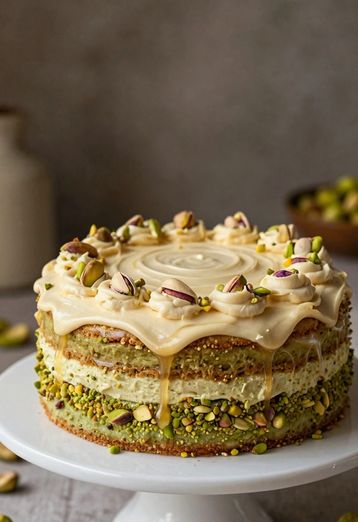 10 Pistachio Dessert Recipes for Nutty Sweet Flavor - 5. Pistachio Cake with Honey Frosting