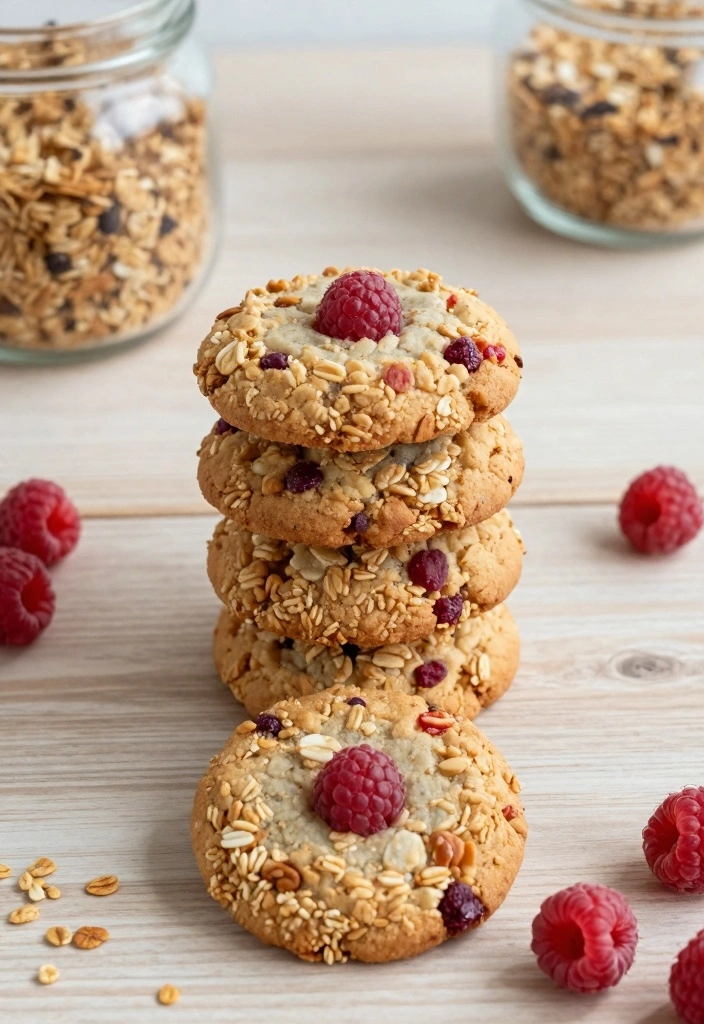 10 Raspberry Cookie Recipes for Bright Fruity Flavor - 10. Raspberry Granola Cookies