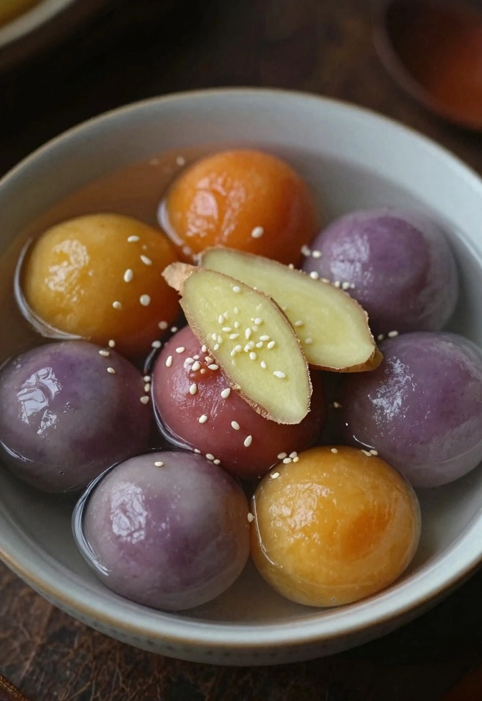 12 Chinese Dessert Recipes for Light Flavorful Sweets - 1. Sweet Potato Tangyuan (Sweet Potato Rice Balls)