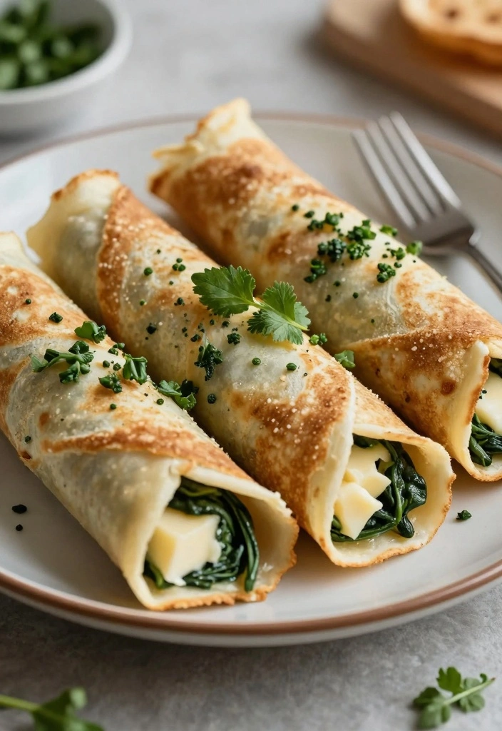 12 Savory Baking Recipes for Rich Flavorful Meals - 11. Cheese and Spinach Stuffed Crepes