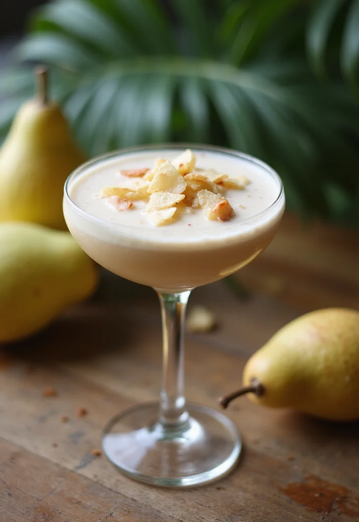 9 Pear Cocktail Recipes for Light Sweet Refreshing Sips - 5. Creamy Pear and Coconut Cocktail