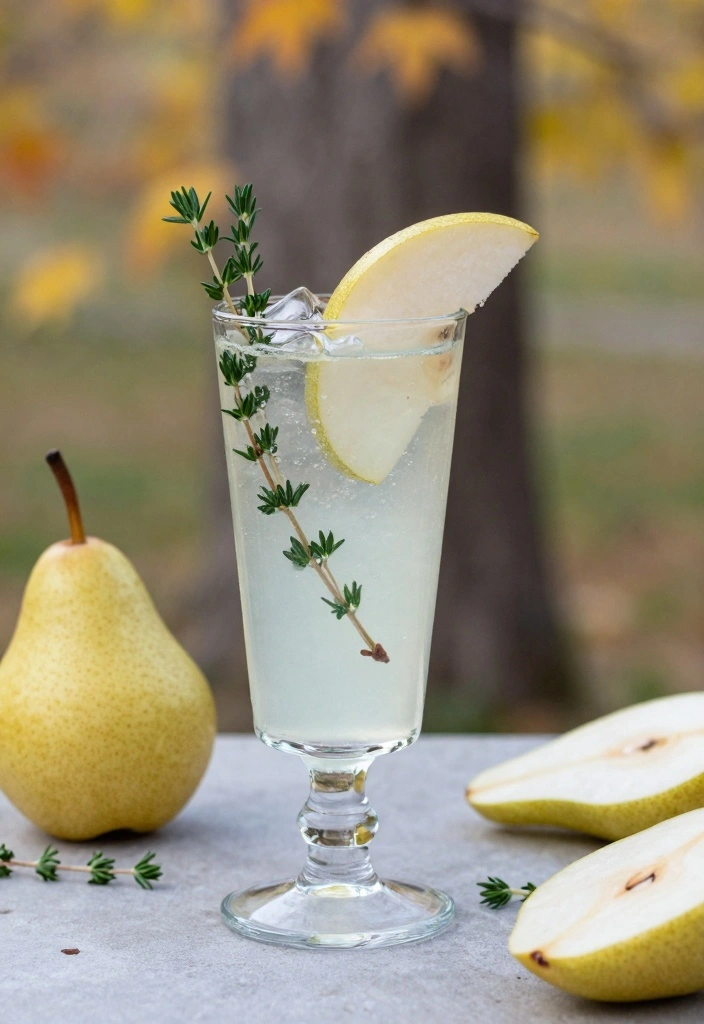 9 Pear Cocktail Recipes for Light Sweet Refreshing Sips - 6. Pear and Thyme Spritzer